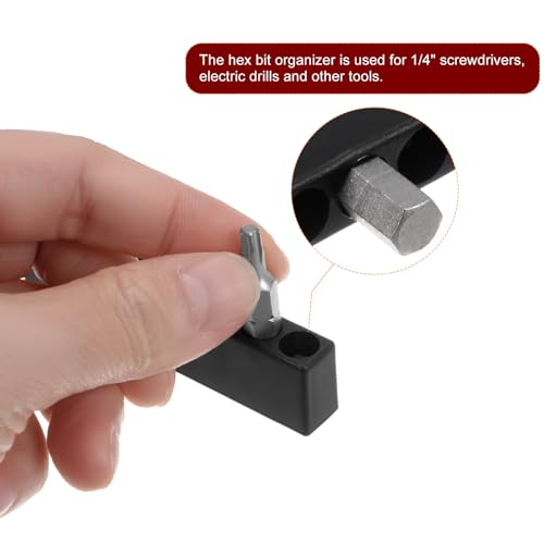 HARFINGTON 10pcs Screwdriver Bit Holder Organizer 95x9.5x16mm 12 Holes Hex Drill Plastic Storage Case for Any 1/4" Metal Driver Bits - style: 12 Holes