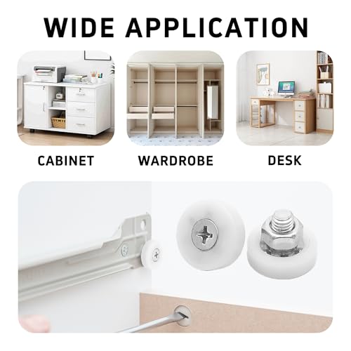 8Pcs 22mm Drawer Rollers, Nylon Drawer Pulley Replacement Wheels with Bearings and Nuts, Small Slide Roller for Cabinet, Sliding Door, Filing Cabinet, Smooth Drawer Positioning Guide - size: 22mm