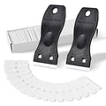FOSHIO 2PCS Plastic Razor Blade Scraper Tool and 100PCS Plastic Blades for Gasket Remover, Sticker Remover, Labels Decal and Adhesive Remover for Windows and Glass (Dark Black) - color: Dark Black