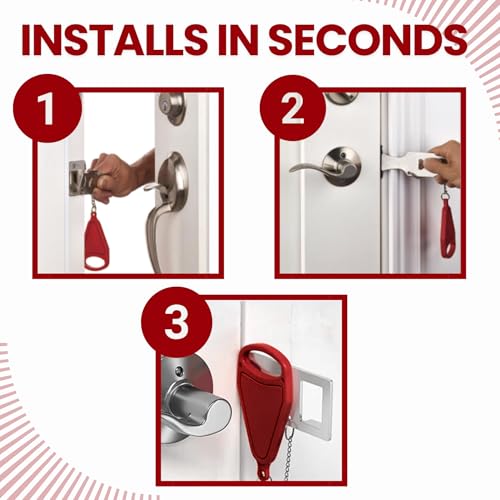 Portable Door Lock 2 Pack for Travel – Hotel Door Locks for Travelers Security – Door Safety Lock from Inside for Home & Apartment – Travel Locks for Hotel Rooms – (Red) - color: 2-Pack - Red / Red