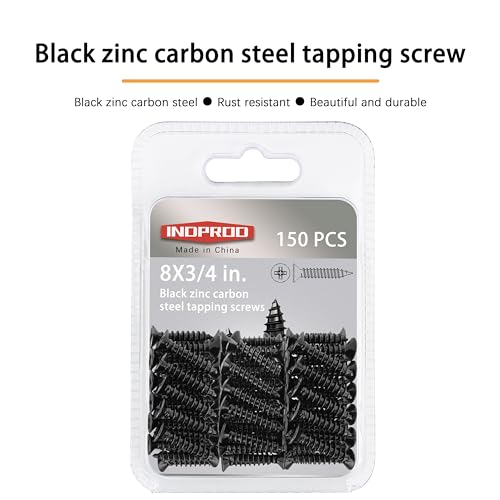 #8 X 3/4" Black Screw,Flat Head Phillips Wood Screw, Electroplating Black Carbon Steel, #8 X 3/4-Inch,150Pcs - color: Black Zinc Plated Screws, size: #8 x 3/4"