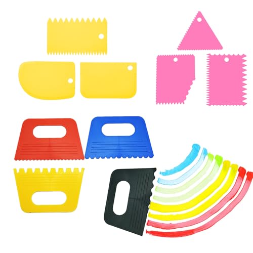 10Pcs Textured Art Supplies Comb Scraper Tool Kit Plastic Smoother and Scrappers for Decorating Designs Ruffle Spacing Tools Scrapers for DIY Graffiti Oil Painting Creative Texture Work