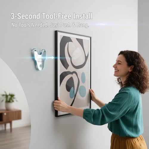 45LB 20Pcs Hardened Steel Claw Picture Hangers for Drywall,No Nails,Minimal Damage Wall Hooks for Frames, Art, Mirrors, Photos & Posters,All-in-One Hanging Hardware Kit for Room/Office Decor