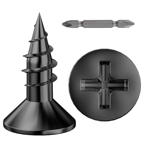Wensilon # 4X3/8 (1000PCS) Flat Head Black Wood Screw 3X10, Quick Metal self Tapping Flat Head - color: Black, size: #4x3/8"