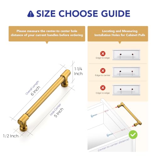 Ravinte Brushed Brass Kitchen Pulls Cabinet Handles 5 Inch 10 Pack - color: Brushed Brass, size: 5 Inches Hole Center