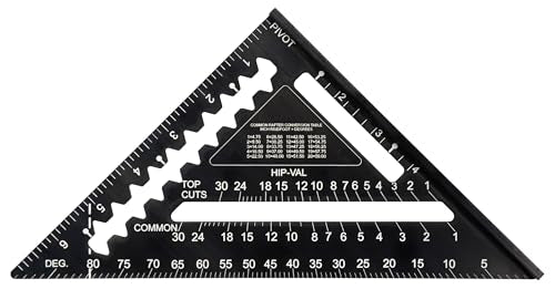 Johnson Level & Tool 1904-0700 Johnny Square Professional Easy-Read Aluminum Rafter Square, 7", Black, 1 Square - size: 7-inch, style: Standard