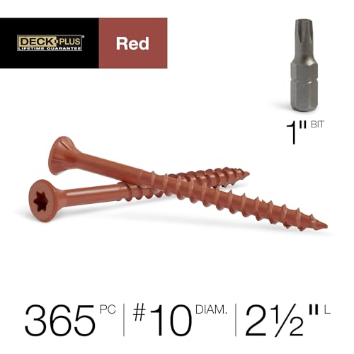 Deck Plus Deck Screws, #10 x 2-1/2in, 365 Pack, Red - color: Red, size: #10 x 2-1/2", style: 365 pcs