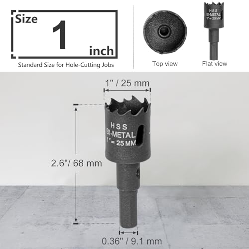 1 Inch Hole Saw with 9.1mm Triangle Shank Arbor, JTemgle Bi-Metal Hole Saw Heavy Duty Hole Cutting Tool for Cornhole Boards, Recessed Lights, Wood, Plastic, Drywall & Soft Metal - size: 1 in