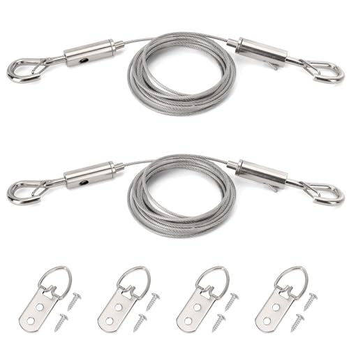 2 Kit Adjustable Picture Hanging Wire Heavy Duty, Supports 50 lbs