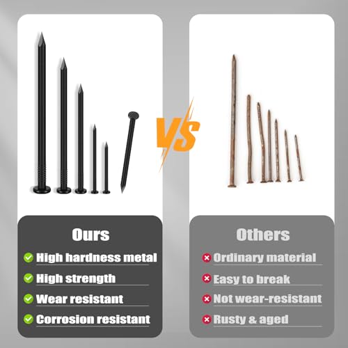 VGBUY 108PCS Hardware Nails, 2-1/2 Inch Flat Head Black Nails for Hanging Pictures, Picture Hanging Nails, Small Nails, Wall Nails, Wood Nails, Finishing Nails - color: Black, size: 2-1/2 in