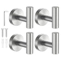 SetSail Towel Hooks for Bathrooms Screw-in 4 Packs Brushed Nickel Bathroom Towel Hook Wall Mounted Stainless Steel Shower Towel Hooks for Coat Hanging, Drill Hole - color: Silver