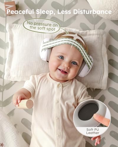 Yoofoss Baby Ear Muffs Noise Protection for Infants Up to 36 Months - Noise Cancelling Headphones for Ear Protection - color: Green