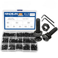 NINDEJIN Metric M4 Button Head Socket Cap Bolts Screws Set, M4x5/6/8/10/12/14/16/18/20 mm Screws Bolts and Nuts Assortment Kit, 362 Pcs Allen Hex Drive, Black Oxide, 10.9 Carbon Steel, Fully Threaded - size: 326Pcs M4 5mm-20mm