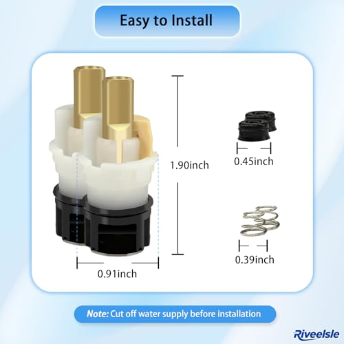 Upgraded RP25513 Faucet Stem Assembly Kit for Delta Two Handle Faucet | With RP24096 Cartridge RP4993 Seat and Spring RP24097 1/4 Turn Stop, 2 Pack