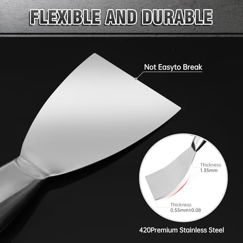 Fishark Putty Knife, 6" One Piece Stainless Steel Scraper - color: 6″