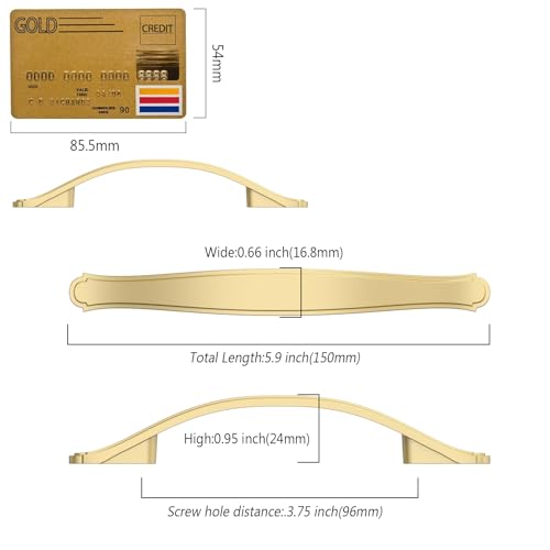 Amerdeco 10 Pack Brushed Gold Cabinet Pulls 3.75 Inch(96mm) Hole Center Drawer Pulls Cabinet Hardware Kitchen Cabinet Handles for Bathroom ZH0068 - color: Brushed Gold, size: 3.75"/96MM Hole Center
