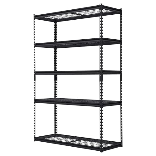 48x18x72 Inch Garage Shelving Heavy Duty, Storage Shelves 2500Lbs Capacity, Adjustable Metal Shelving Unit, 5 Tier Industrial Shelves for Basement Workshop - size: 48 x 18 x 72 inches