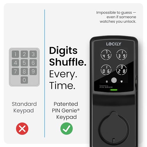 Lockly Secure Plus Smart Deadbolt Lock with 3D Biometric Fingerprint - color: Matte Black