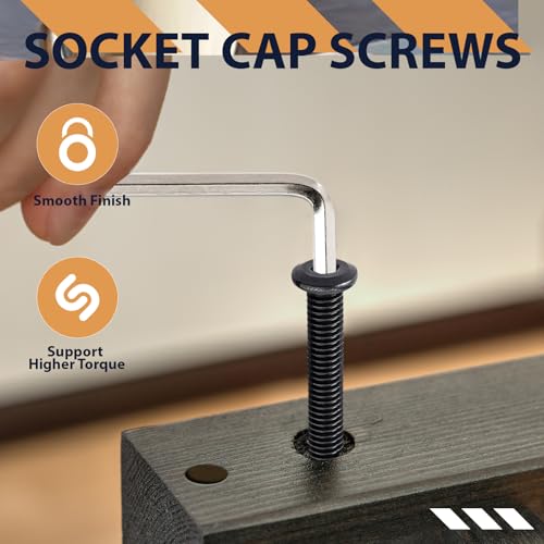 3/16-24 x 1-3/4" (20 Pack) Flat Head Hex Socket Cap Screws Bolts, Black Oxide 304 Stainless Steel 18-8, Hex Drive, Fully Machine Thread Furniture Bolts, with Hex Spanner - size: 3/16-24 x 1-3/4"