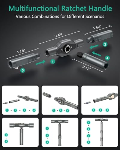 ORIA 24 in 1 Ratchet Screwdriver Set, Magnetic Screwdriver Kit, DIY Repair Tool Kit, Detachable Assembly T Handle, Portable Case for Bicycle, Furniture, Electronics, DIY - size: 24-IN-1