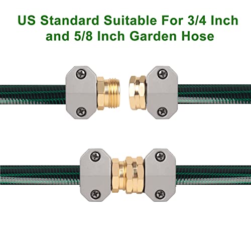 Hose repair kit,（3 Sets）garden hose repair Fittings Aluminum Female and Male With Zinc Clamp Water Hose End Repair Connector Fit 3/4 Inch And 5/8 Inch Garden Hose，garden hose repair kit (Pack of 2) - size: 3/4 inches (Pack of 2)