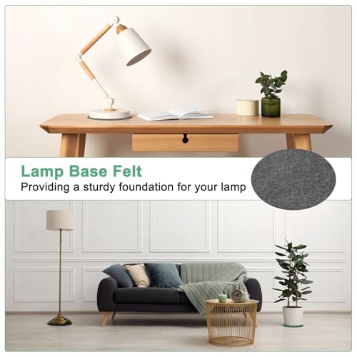 M METERXITY 30-Pack Lamp Base Felt, 4.5 Inch Dia. 2mm Thick Self Adhesive Round Fabric Felt Pads for Lamp/Furniture/DIY, Non-Slip Fiber Backed Patch Circles with Adhesive Backing [Grey] - color: Grey, size: 4.5" Dia