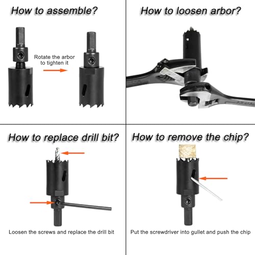 Hole Saw Kit for Wood Metal Plastic, Bi-Metal Cutter Set, 10PCS - color: Black