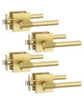 Asidrama 4 Pack Gold Privacy Interior Door Handles | Thumb-Turn Privacy Lock,Fits 1-3/8"-1-3/4" Doors,Adj. 2-3/8"-2-3/4" Latch,Heavy-duty Zinc,Easy DIY Setup - color: Brushed Gold