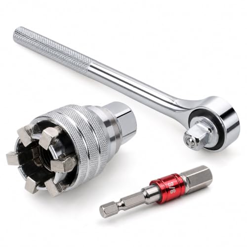 3-Piece Adjustable Universal Socket Wrench with Ratchet Handle 3/8 Inch Hex Wrench Adapter Kit for Drilling and Fastening Cool Gadgets for Men Birthday Gifts
