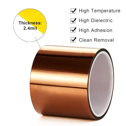BOMEI PACK Polyimide Tape, 3in x 66ft Heat Resistant Tape for Soldering - size: 3inch x 20m/66ft