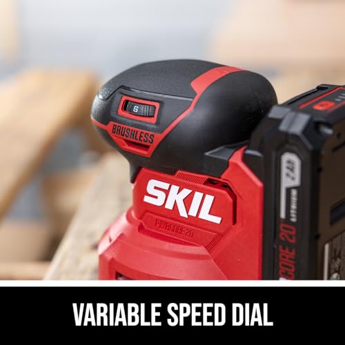 SKIL PWR CORE 20V Brushless Random Orbital Sander Kit Including 2.0Ah Battery and Charger-SR7603B-10 - style: 20V Brushless Sander Kit