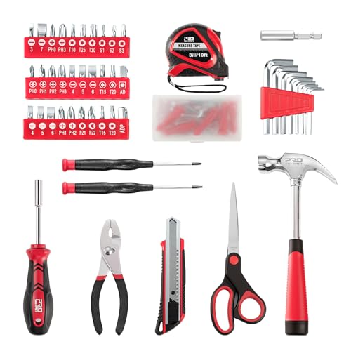 Prostormer 93-Piece Small Tool Kit for Home and Dorm, Red - color: Red