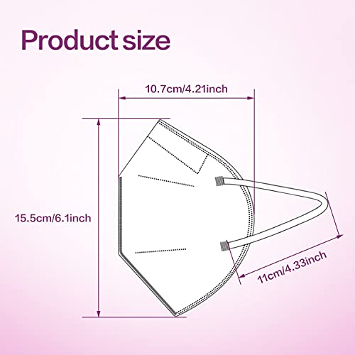 Miuphro KN95 Face Mask 25 Pack, 5-Layers Breathable KN95 Masks - color: White