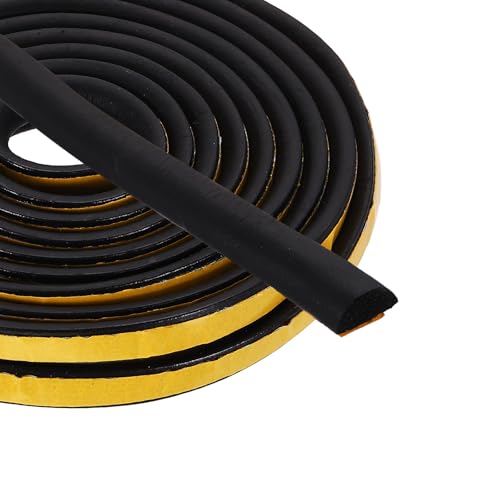 PATIKIL 16.4FT Solid Rubber Weather Stripping, 2Pcs 2/5" W x 1/5" H Self Adhesive D Shape EPDM Rubber Seal Strip Gasket for Door Frame Window Insulation RVs Furniture Cabinets, Black - size: 16.4FT x 2/5"W x 1/5"H
