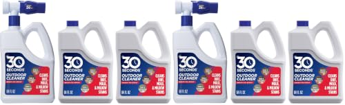 30 Seconds Outdoor Cleaner | Cleans Moss Stains from House, Vinyl Siding, Deck, Patio, Fence - 3 Capped Bottles, 1 Hose End Spray Attachment (64 Fl Oz (Pack of 6) - size: 64 Fl Oz (Pack of 6)