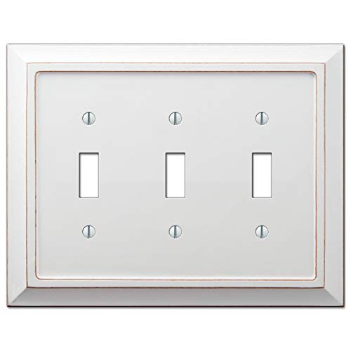 AmerTac 4040TTTDW Wall Plate, white - color: Distressed White, size: 3 Toggle