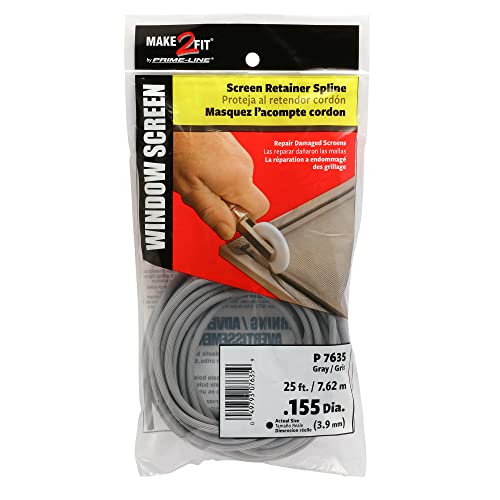 Prime-Line P 7635 Bulk Screen Spline, 0.155-Inch Diameter, 25 ft. Roll, Gray - size: 0.155