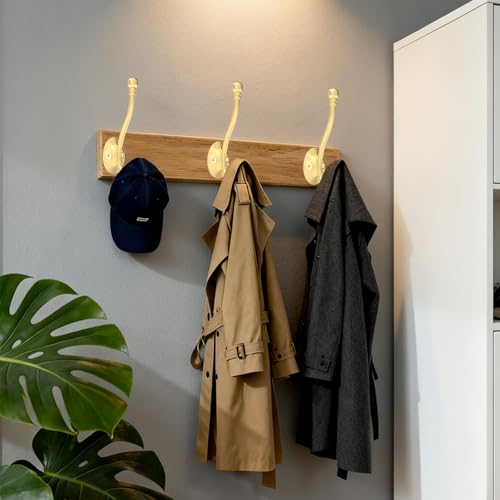 CBWLWJ 6 Pack Heavy Duty Wall Hooks for Hanging, Metal Coat Hooks Wall Mount, Easy to Install, Ideal for Living Room, Bathroom, Kitchen, Bedroom (Gold) - color: Gold