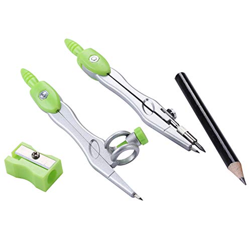 Unjoo Math Geometry Set 10 Pcs, Compass and Protractor for Students(Green) - color: Green