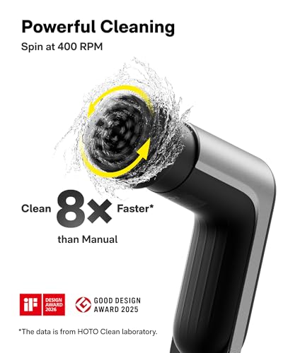 HOTO Grip™ Cordless Electric Spin Scrubber, IPX7 Waterproof, 6 Brush Heads