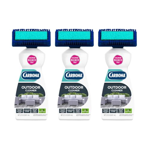 Carbona Oxy Powered Outdoor Cleaner with Built-In Brush (22 Fl Oz), Spot Cleaner for Outdoor Furniture, Rugs & Decks, 2-in-1 Sponge & Bristle Brush (Pack of 3) - size: 22 Fl Oz (Pack of 3)