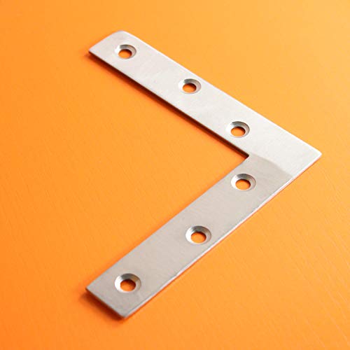 4 Pack Stainless Steel L Shape Flat Corner Bracket Plate - Repair Mending for Wood, Metal Fixing, Joining Support Brace for Shelves, Furniture and Cabinet (120x120mm) - size: 120 x 120 mm