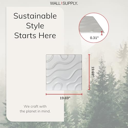 Wall!Supply 3D Flow Line Wall Panels, 12-Pack, White - color: White, style: Flow Line