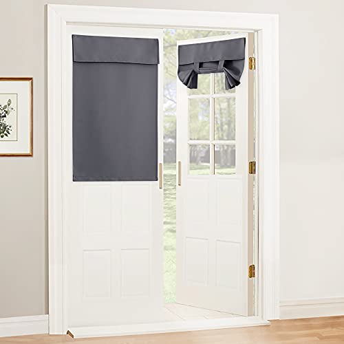 RYB HOME Blackout Door Window Curtain, Tie up Shades, W34 x L40, Grey - color: Grey, size: 34"W x 40"L (Pack of 1)