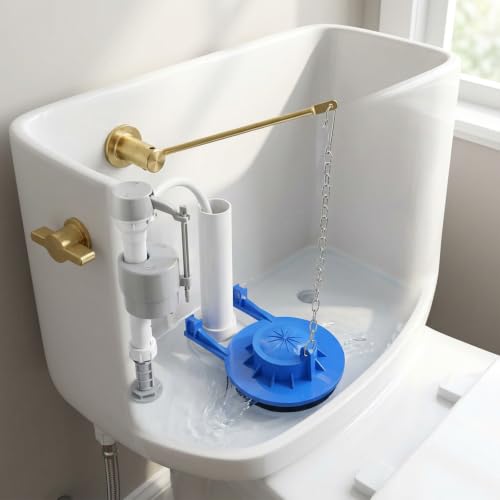 2 Pack 2 Inch Universal Toilet Flapper Replacement Kit, Silicone Rubber Toilet Stopper Flapper with Stainless Steel Chain, Water Saving Easy Install Fit for Popular Brands Toilet Tank Repair