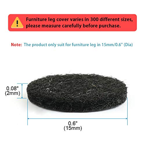 uxcell Furniture Pads Round Self-Stick Non-Slip Anti-Scratches Felt Pads Floors Protector 15mm Dia 40pcs for Home Black - color: Black