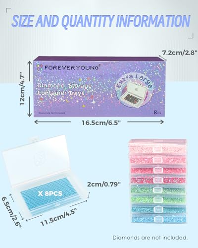 forever young 8PCS Extra Large Diamond Painting Storage Containers Trays - size: 8pcs Extra Large Refill set