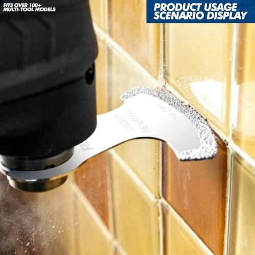 3 Pcs Diamond Oscillating Tool Blades, Grout Removal Blade for Oscillating Tool, Removal and Soft Tile Cut, Semi Circle Finger Segment Swing Grit Grout Oscillating Saw Blades