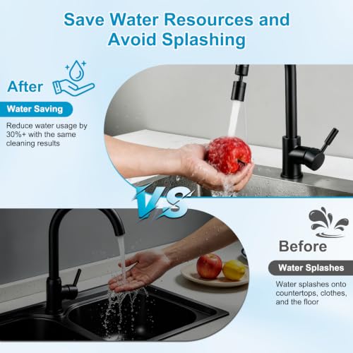 Hibbent 4-Mode Faucet Aerator, Faucet Sprayer Attachment, Matte Black - color: Matte Black, style: Four Modes