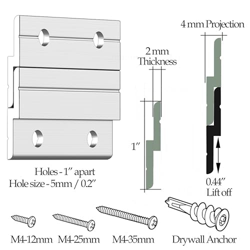 Z Clips 4" 3 Pack - French Cleat Picture Hanger - Wall Mirror Mounting Bracket - Flush Mount Hanging Kit for Shelf, Painting, Frames, Cabinet, Soundbar, Whiteboard or Headboard - 40 lb - size: 4" 3 Pairs, style: Regular